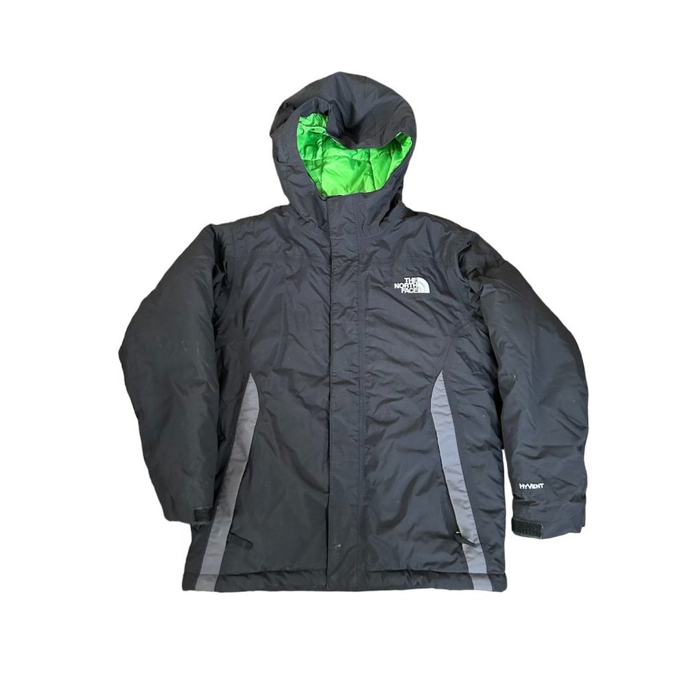 The North Face Kids Black Puffer Jacket with Green Hood Lining